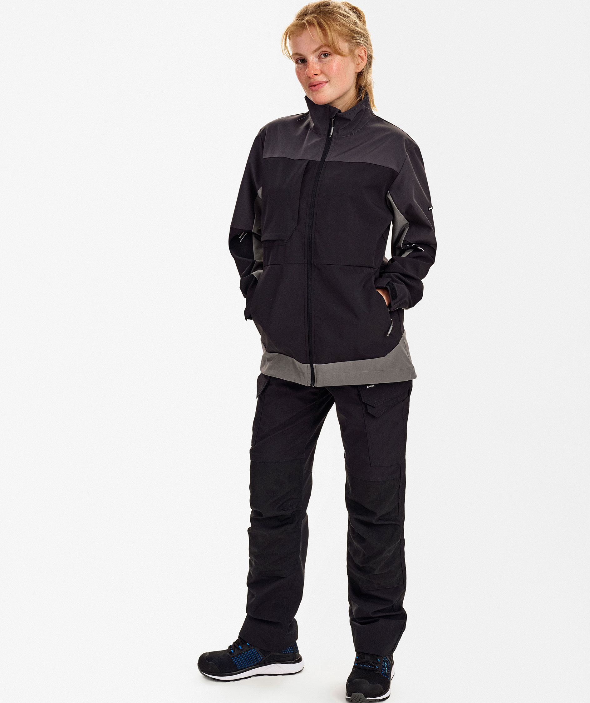Engel Entire dame softshelljakke, Black/Anthracite Grey, large image number 2
