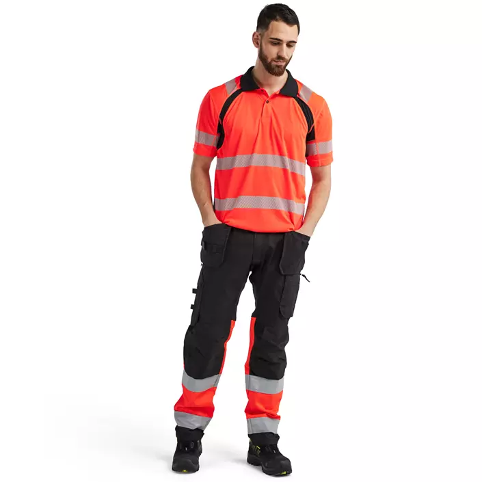 Blåkläder polo T-shirt, Hi-Vis rød/sort, large image number 1