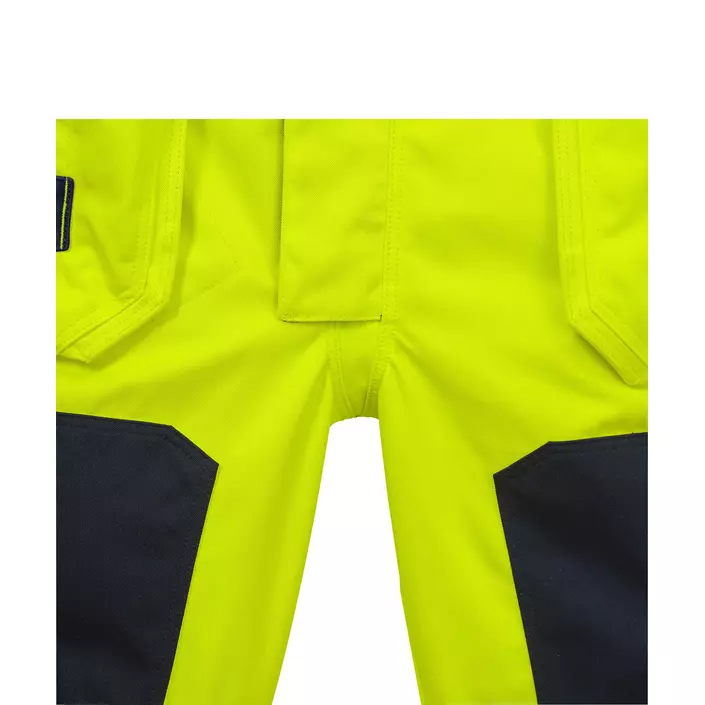 Fristads craftsman bib and brace trousers 1075, Hi-vis Yellow/Marine, large image number 2