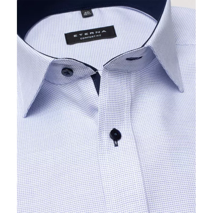 Eterna Comfort fit kortärmad skjorta Struktur, Ljus Blå, large image number 3