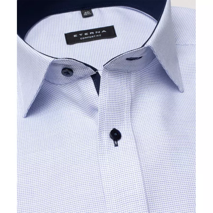 Eterna Comfort fit kortärmad skjorta Struktur, Ljus Blå, large image number 3