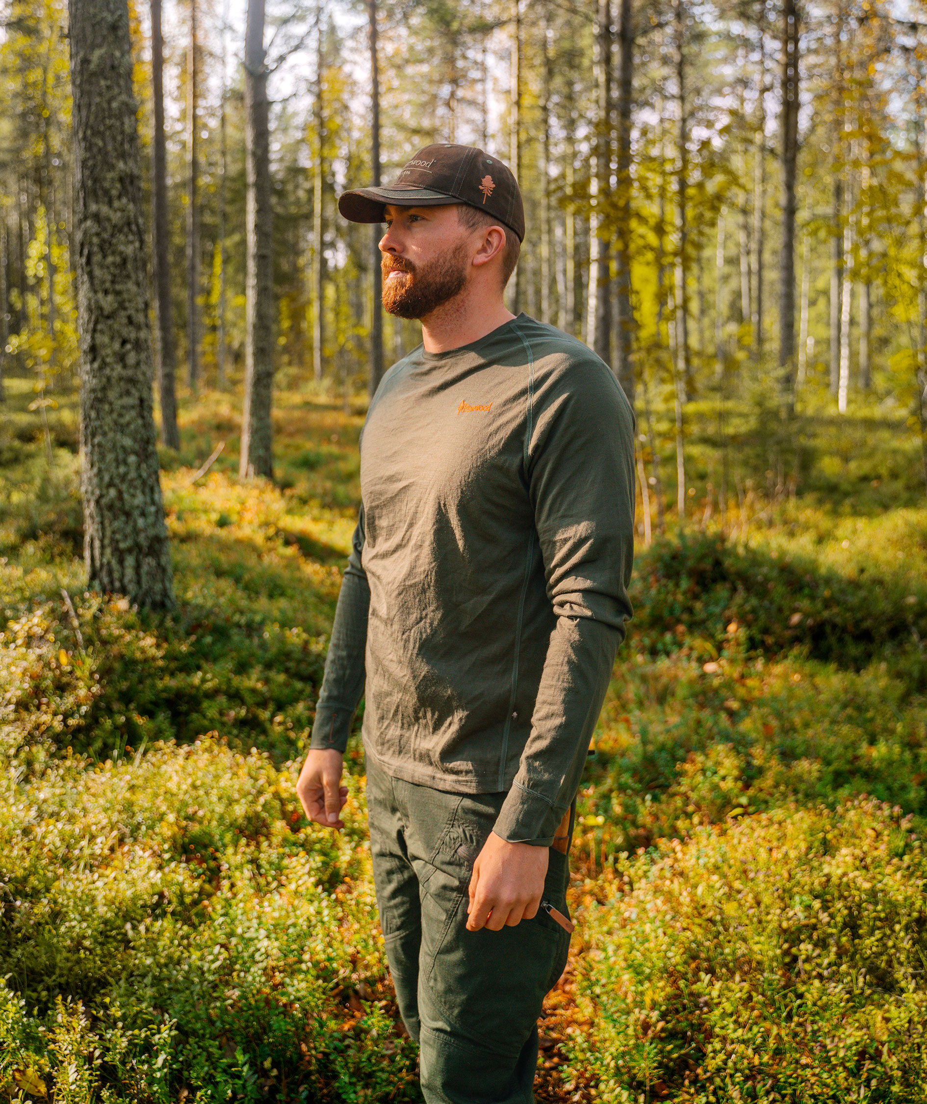 Pinewood Lappland lang&aelig;rmet T-shirt med merinould, Moss green, large image number 3