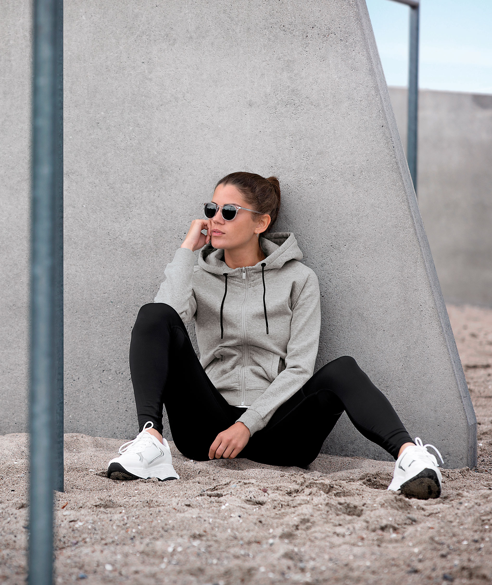 Nimbus Play Lenox hoodie med blixtl&aring;s dam, Gr&aring; melange