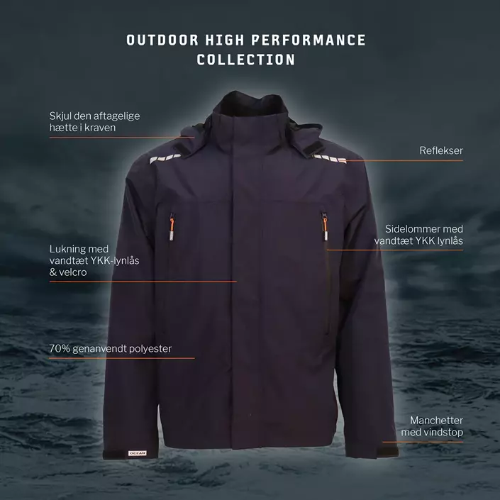 Ocean Outdoor High Performance rain jacket, Black, large image number 2