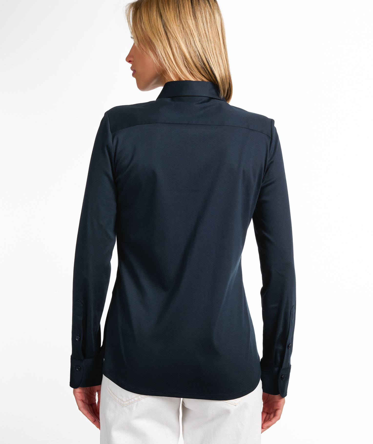 Eterna Jersey slim fit dameskjorte, Navy, large image number 2