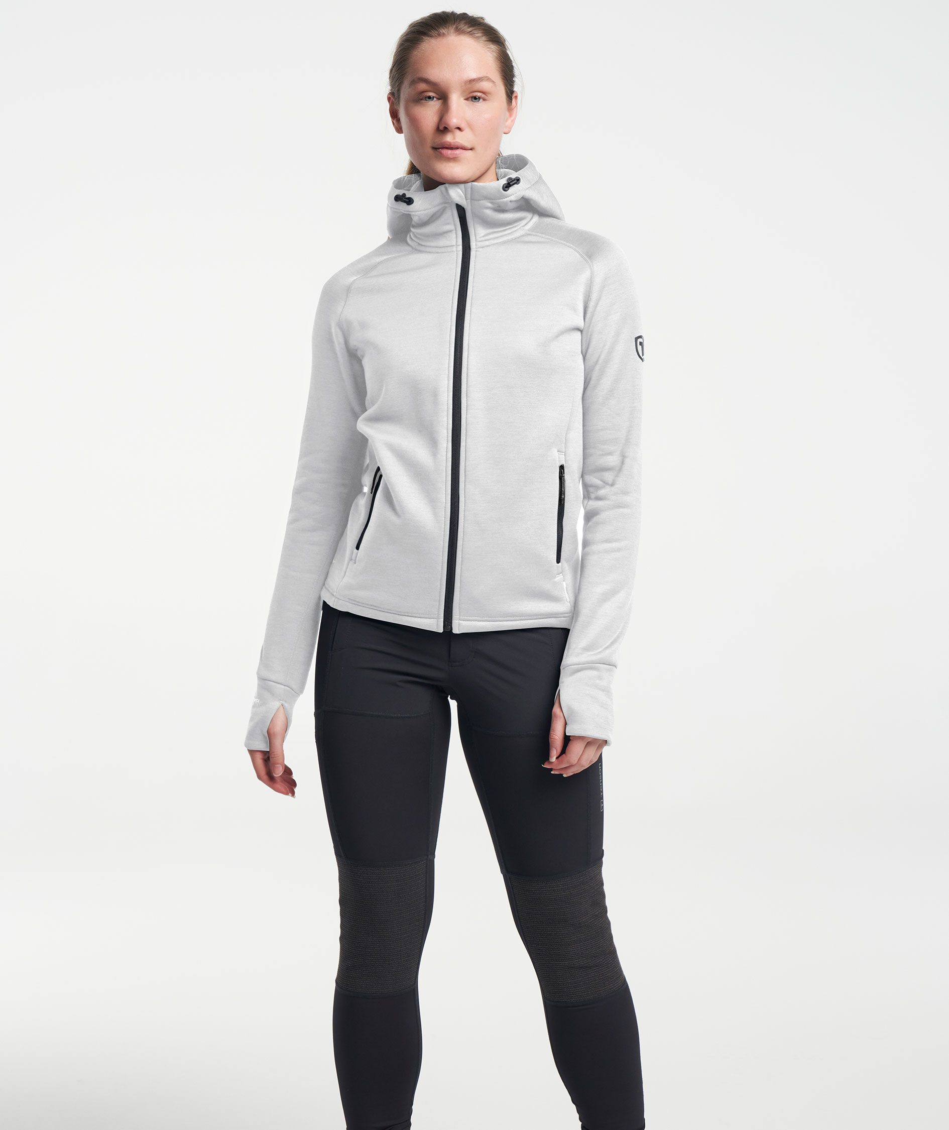 Tenson TXlite Damen Hoodie mit Rei&szlig;verschluss, Light Grey