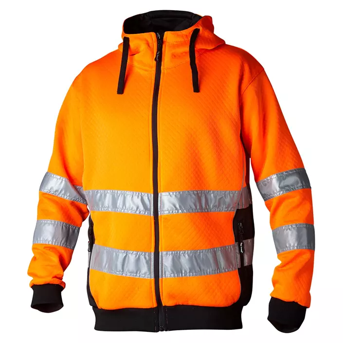 Top Swede hoodie with zipper 133, Hi-Vis Orange/Black, large image number 0