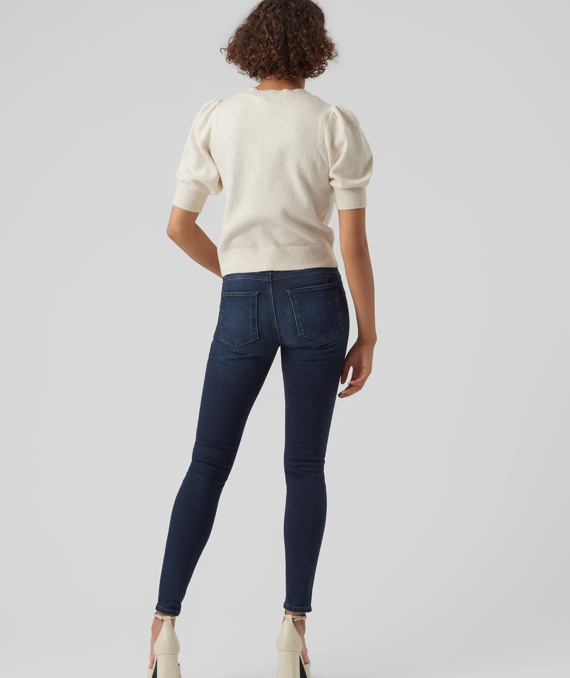 Vero Moda VMDOFFY kortermet dame strikket genser, Birch Melange, large image number 2