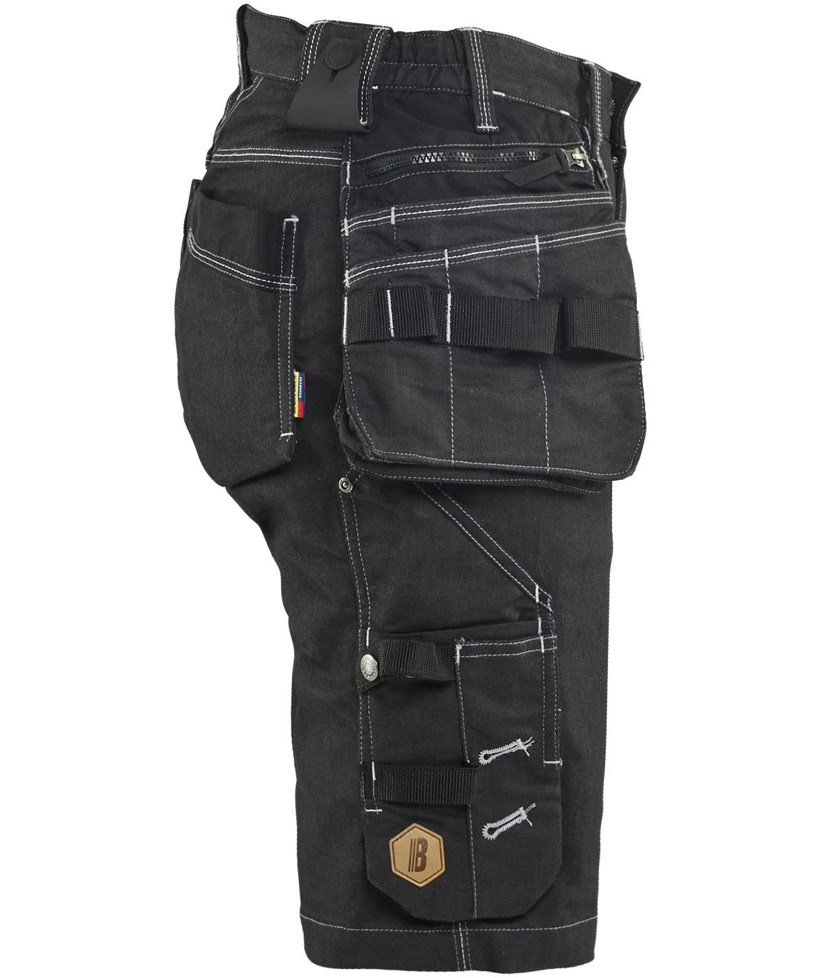 Bl&aring;kl&auml;der stretch hantverksshorts dam, Svart, large image number 2