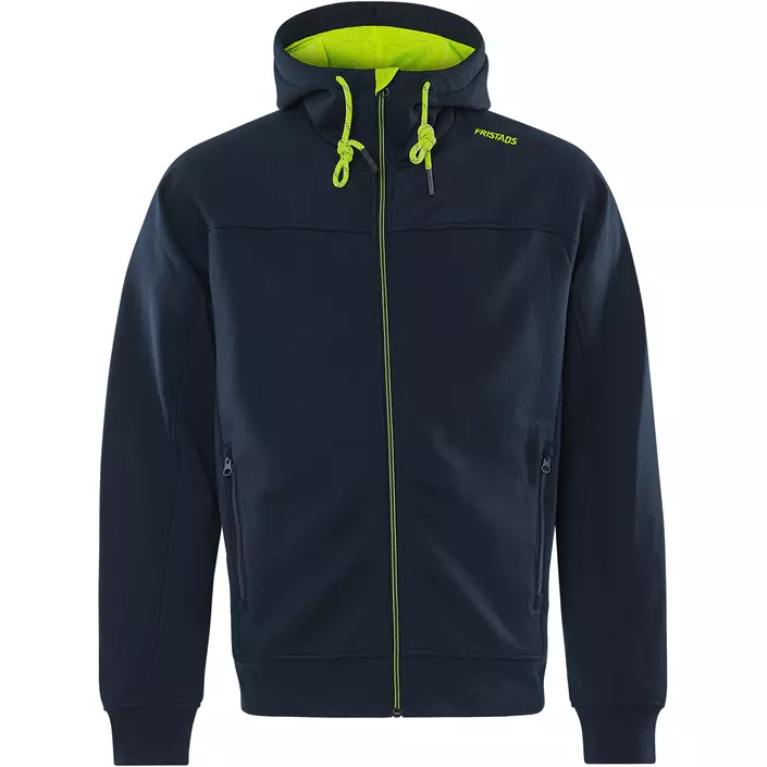 Fristads hoodie med dragkedja 7550 GSM, Mörk Marinblå/Hi-Vis Gul, large image number 0