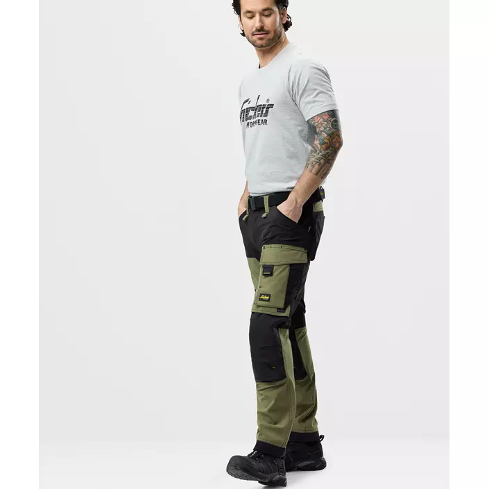 Snickers AllroundWork arbetsbyxa 6375 full stretch, Khaki Green/Black, large image number 6