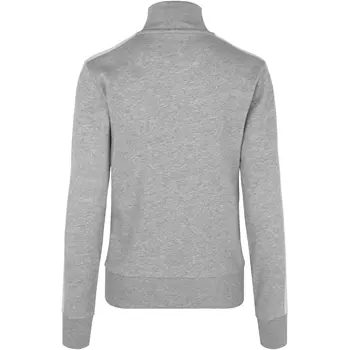 ID women's work sweater with zipper/cardigan, Grey Melange