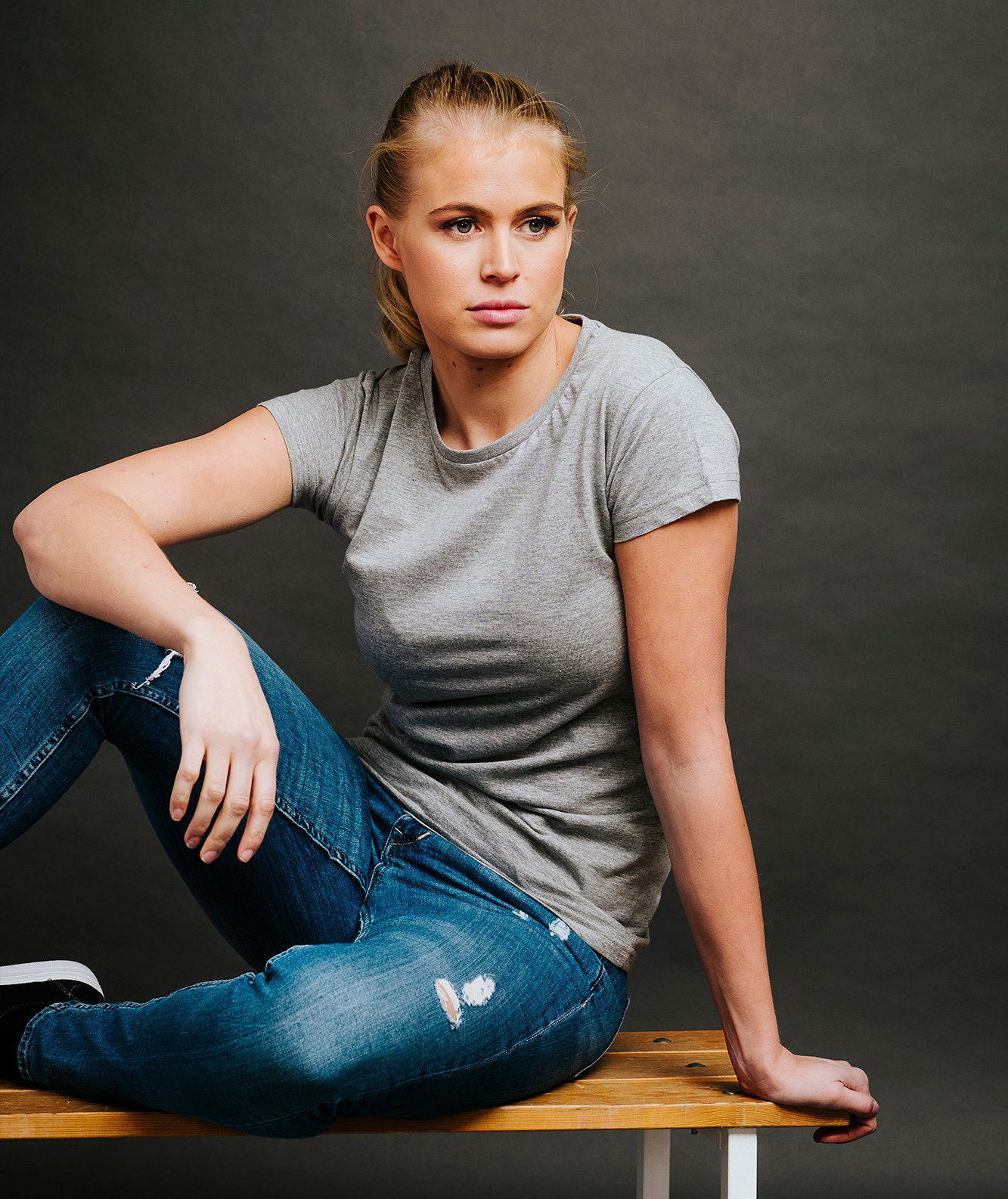 YOU Kos dame T-skjorte, Gr&aring;melert