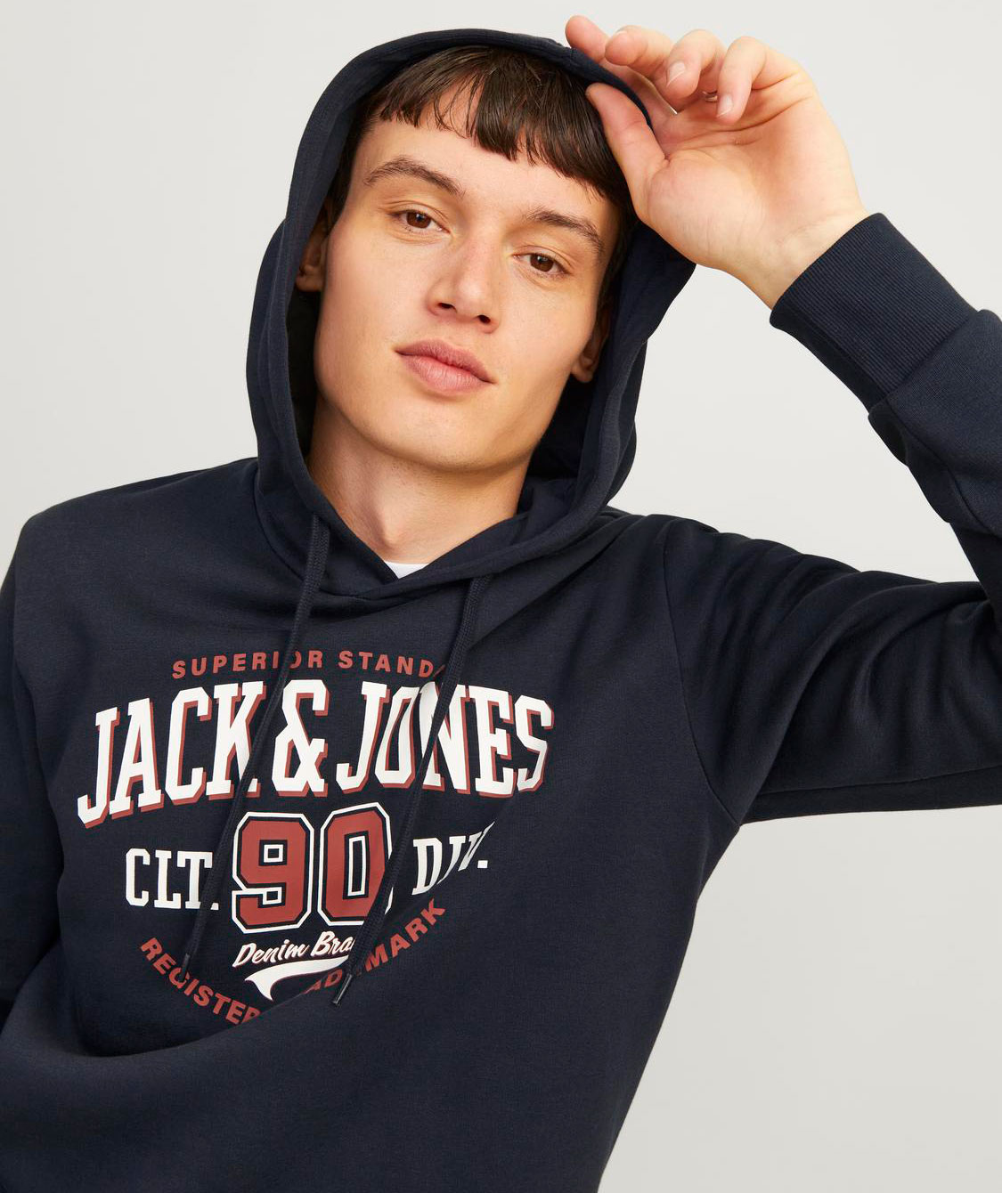 Jack & Jones JJELOGO hoodie, Dark navy, large image number 3