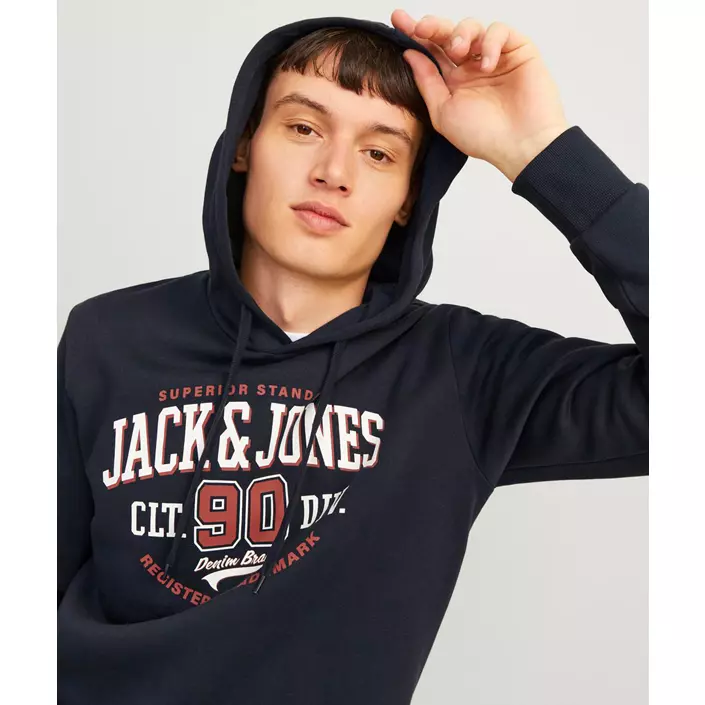 Jack & Jones JJELOGO Hættetrøje, Dark navy, large image number 3