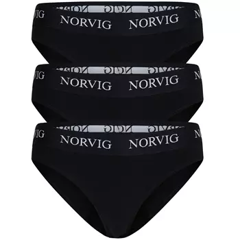 NORVIG 3er-Pack Damen Slips, Schwarz