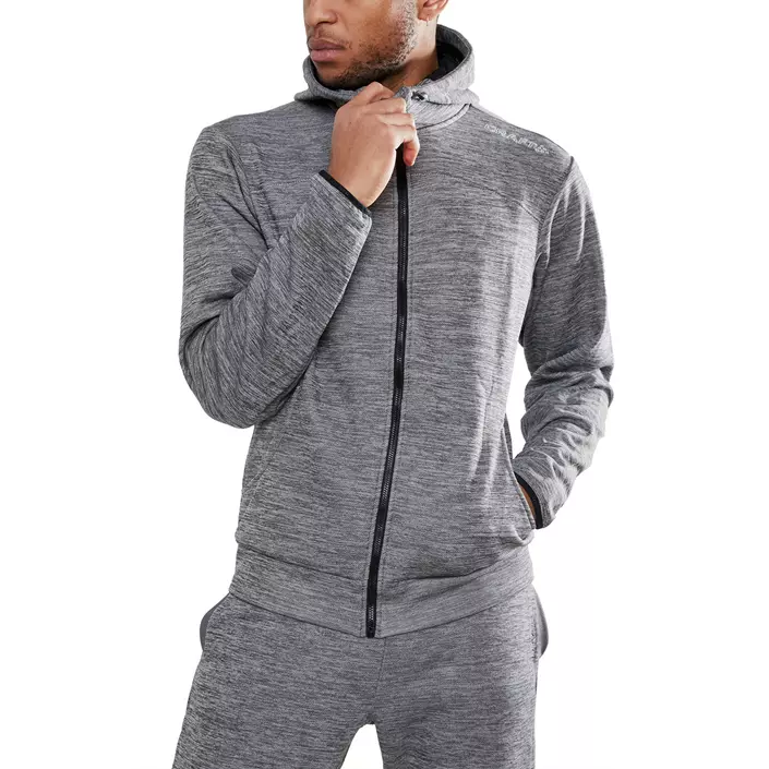 Craft Leisure hoodie with zipper, Dark Grey Melange, large image number 1