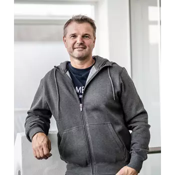 Roberto Kapuzensweatshirt mit Reißverschluss, Anthrazit Melange
