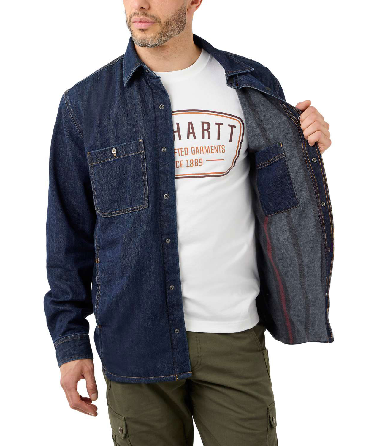 Carhartt denim skjorta fleecefodrad, Glacier, large image number 3