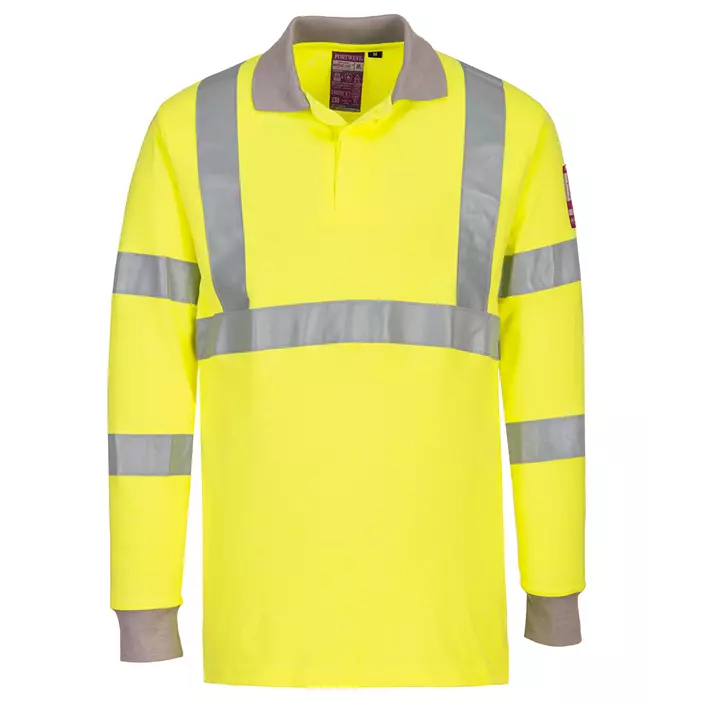 Portwest FR long-sleeved polo shirt, Hi-Vis Yellow, large image number 0
