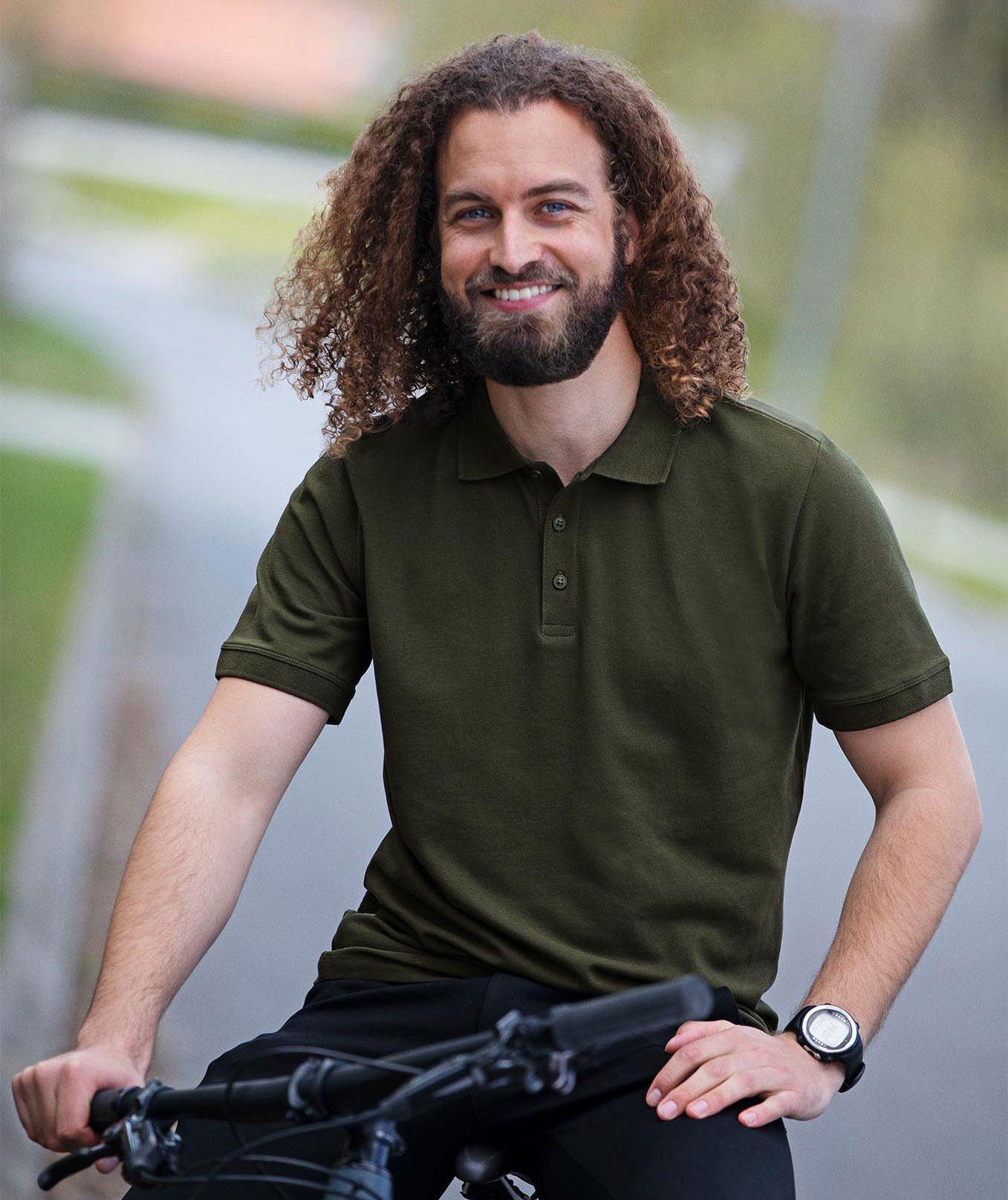 ID organic polo shirt, Olive Green, large image number 1