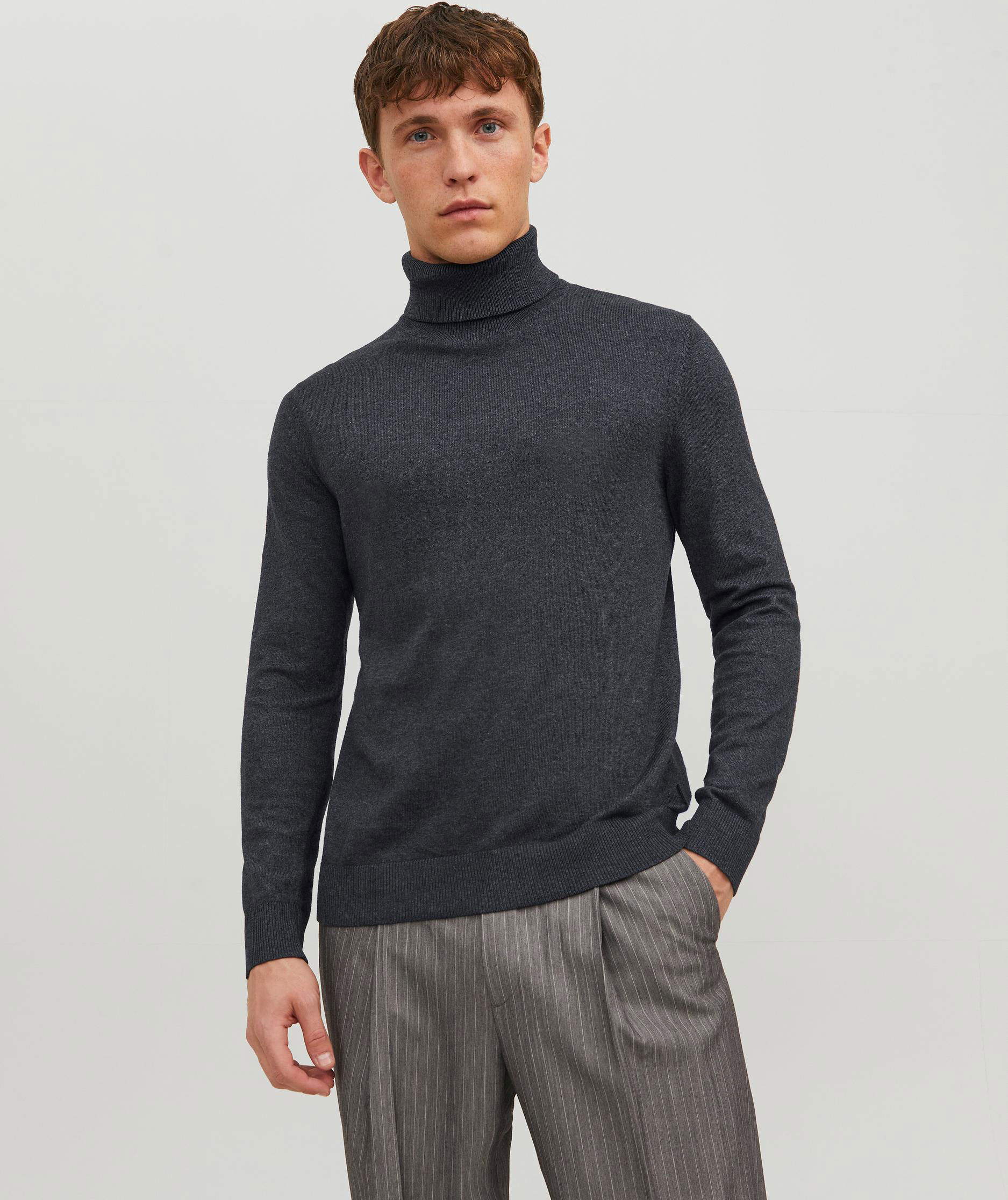 Jack & Jones JJEEMIL rullekrave striktr&oslash;je, Dark Grey Melange, large image number 1