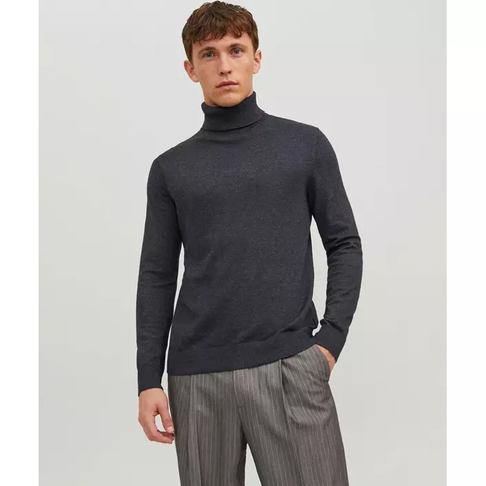 Jack & Jones JJEEMIL stickad polotröja, Dark Grey Melange, large image number 1