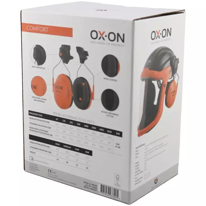 OX-ON Tecmen f/G10  hørselvern til hjelmmontering, Oransje/Svart, Oransje/Svart, large image number 2
