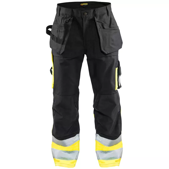 Blåkläder craftsman trousers, Black/Hi-Vis Yellow, large image number 0