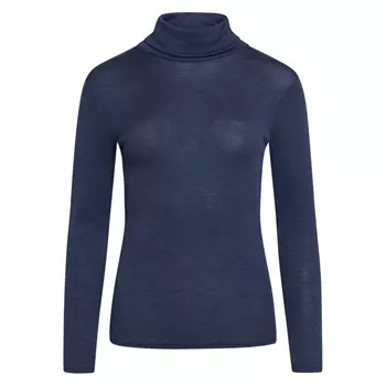 Claire Woman Alys women's knitted pullover with merino wool, Blue Melange