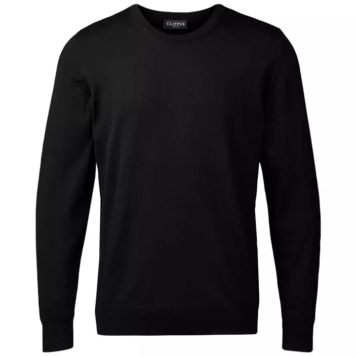 Clipper Milan stickad tröja med merinoull, Svart, large image number 0