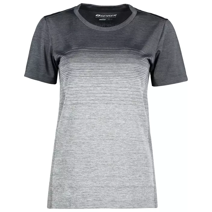 GEYSER seamless stribet dame T-shirt, Anthracite melange, large image number 0