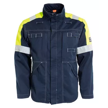 Tranemo Cantex 57 work jacket, Hi-vis yellow/Marine blue