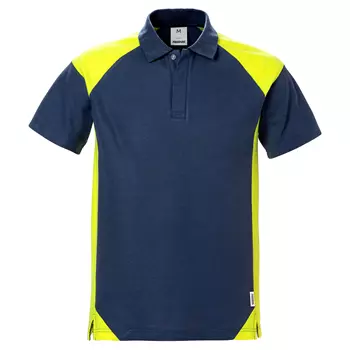 Fristads polo shirt, Marine/Hi-Vis yellow