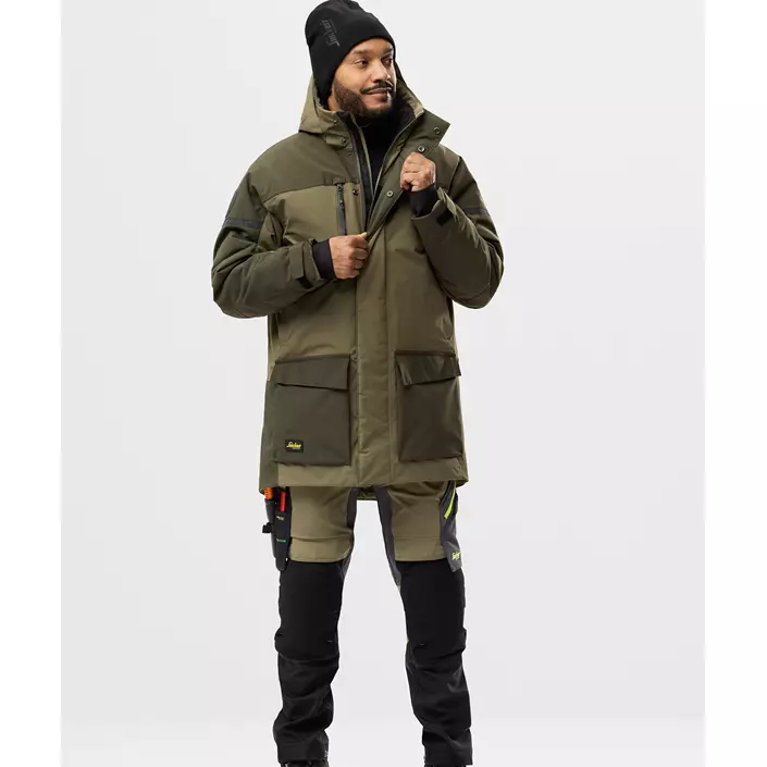 Snickers AllroundWork parkajakke 1801, Khaki Green/Dark Khaki Green, large image number 1