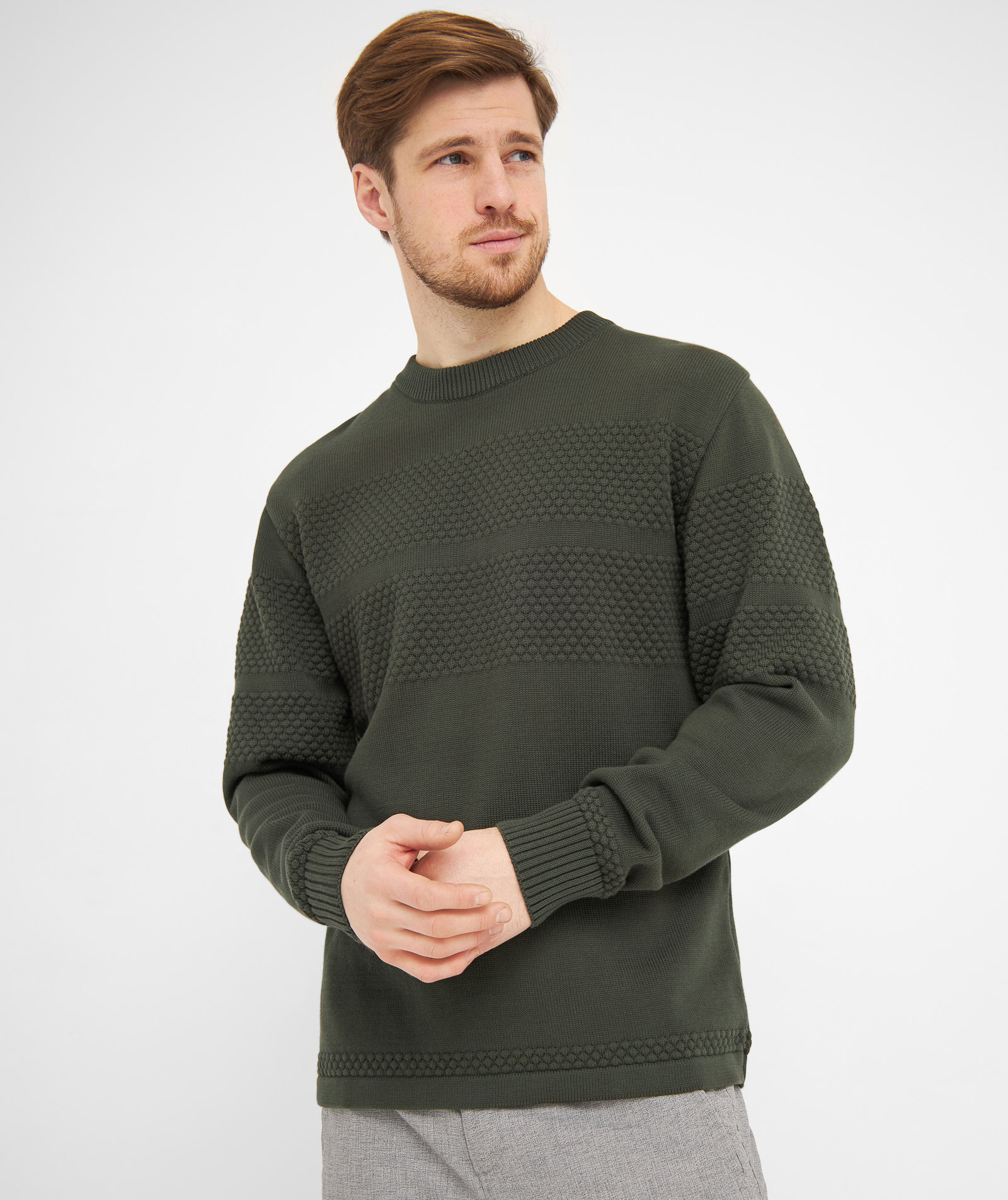 Clipper Aarhus knitted pullover, Dark olives, large image number 1