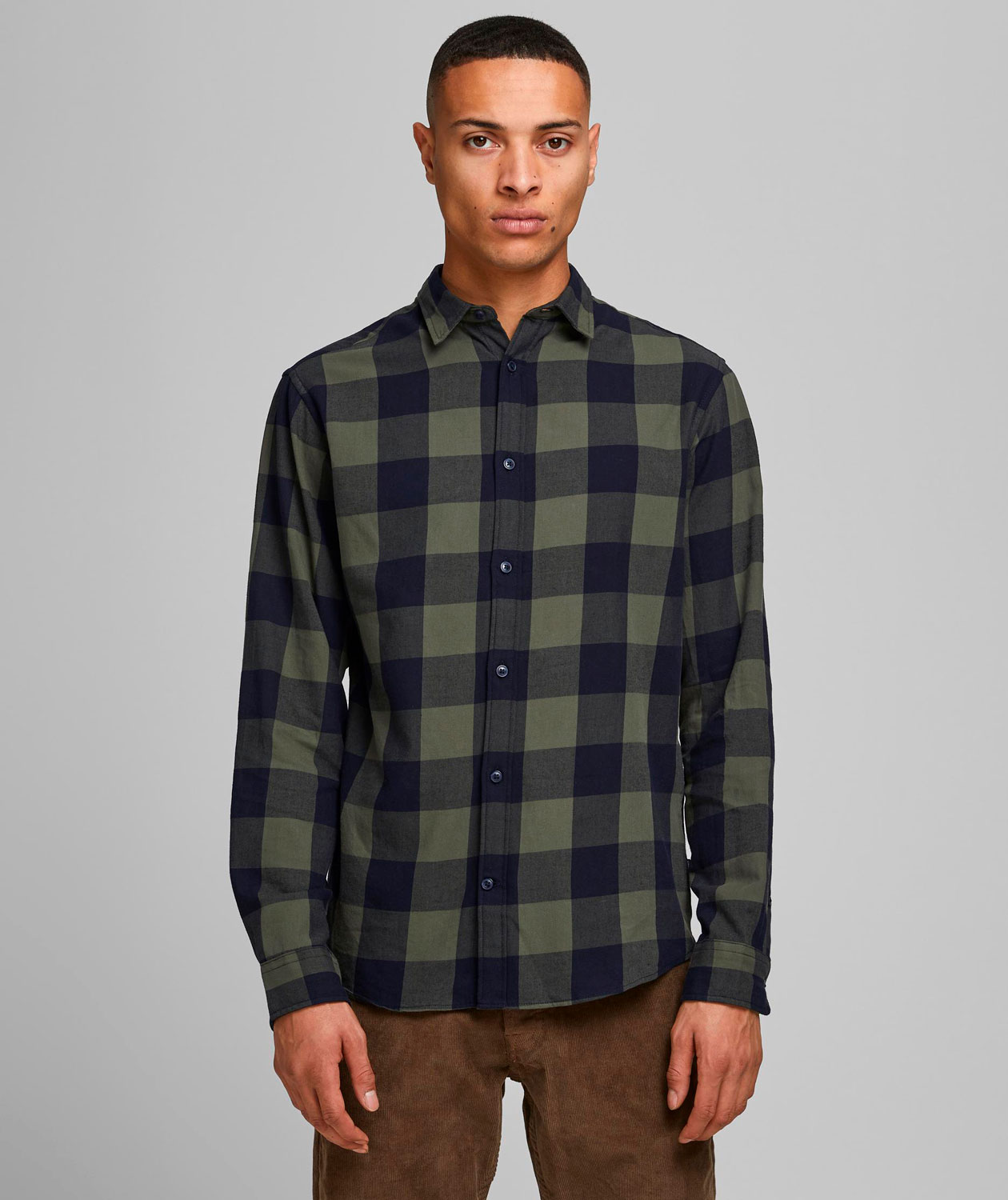 Jack & Jones JJEGINGHAM Slim fit twill skogsarbetare skjorta, Dusty Olive