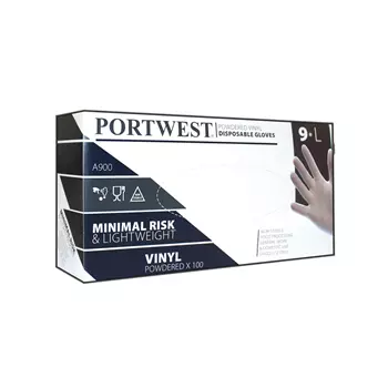 Portwest A900 engangshandsker vinyl med pudder 100 stk., Transparent
