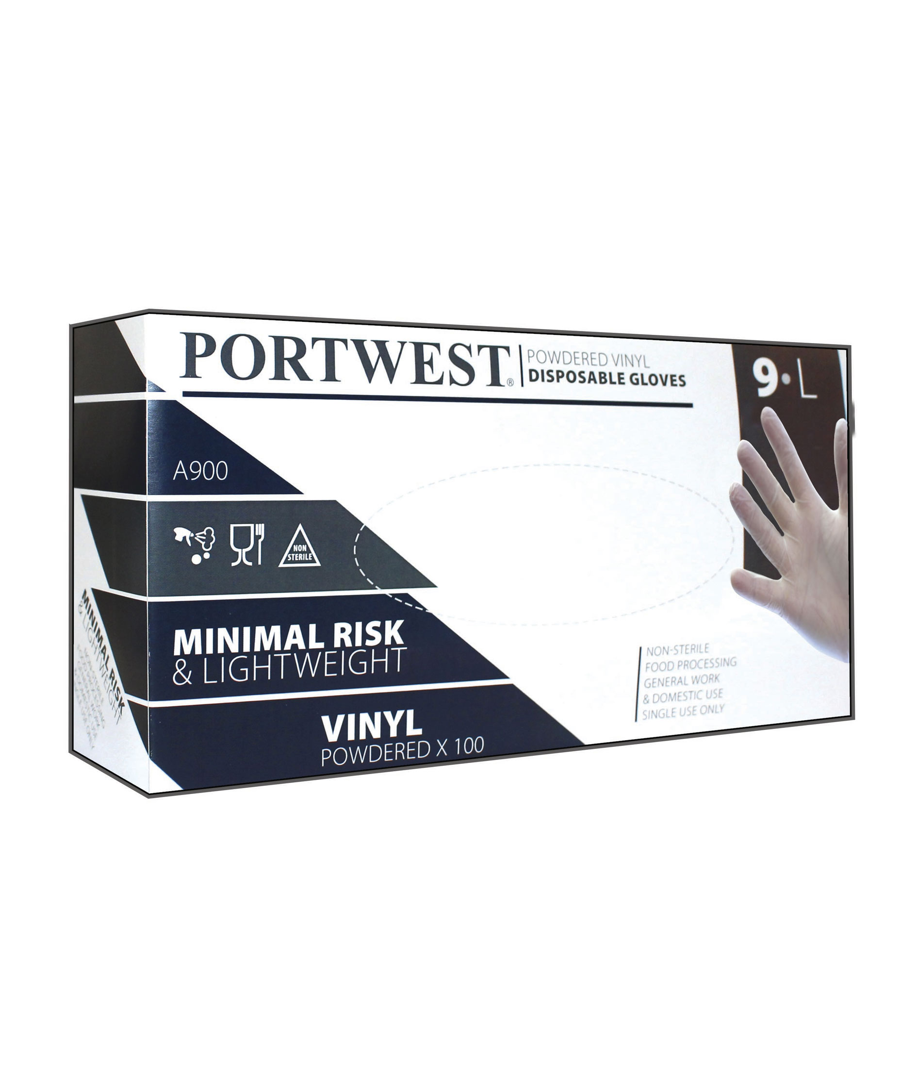 Portwest A900 vinyl Disposable gloves with powder 100 pcs., Transparent, large image number 1