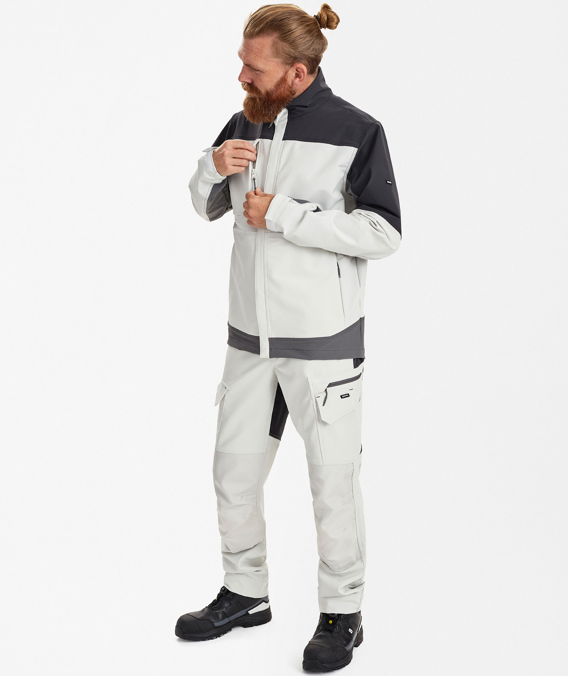Engel Entire arbejdsjakke full stretch, Bone White/Anthracite Grey, large image number 2