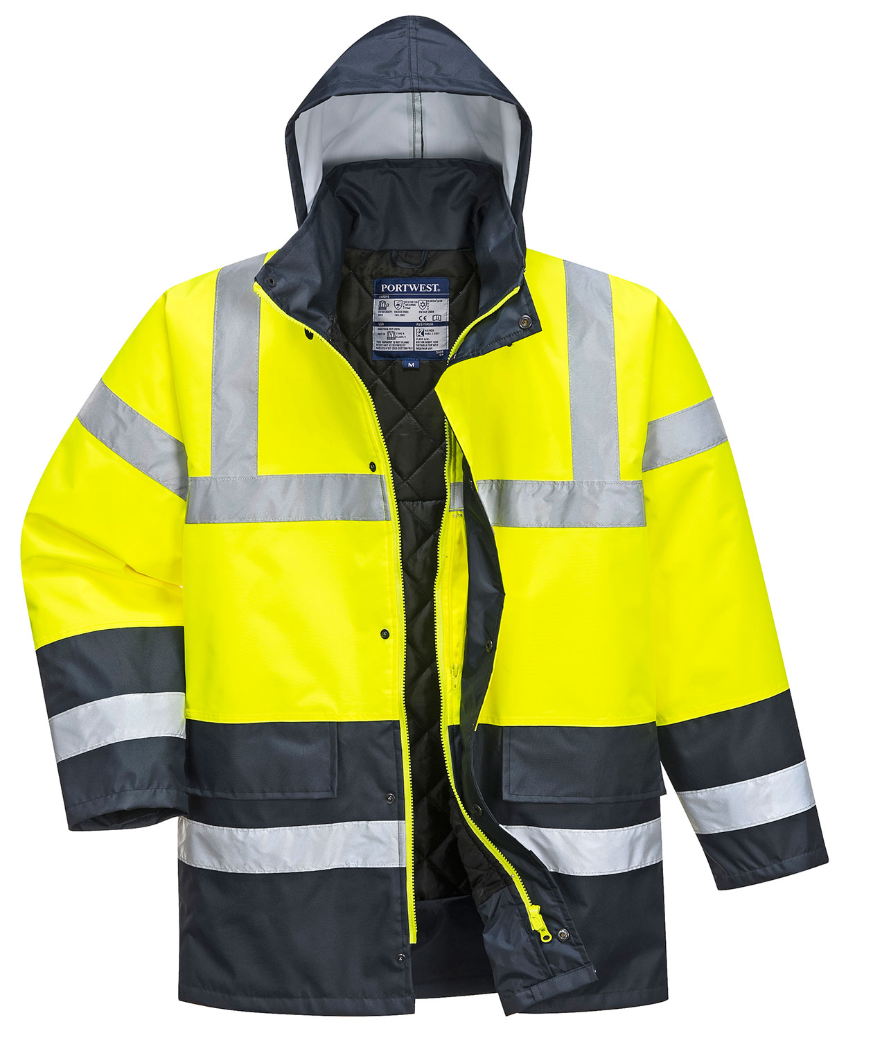 Portwest vanntett parkas, Varsel yellow/marinbl&aring;, Varsel yellow/marinbl&aring;, swatch