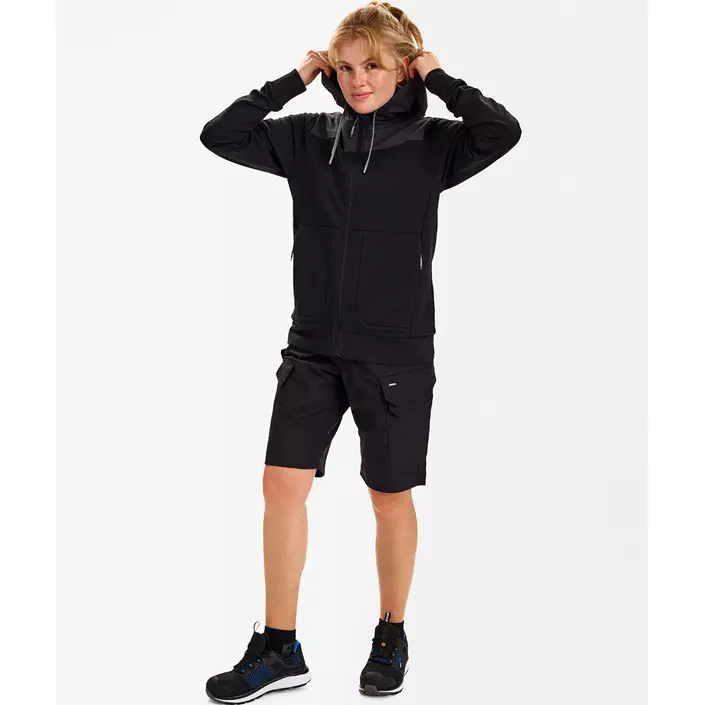 Engel Entire dame hættetrøje med lynlås, Black/Anthracite Grey, large image number 2
