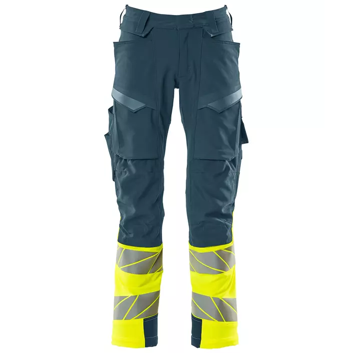 Mascot Accelerate Safe work trousers full stretch, Dark Petroleum/Hi-Vis Yellow, large image number 0