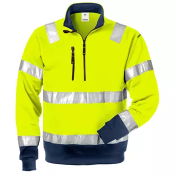 Fristads sweatshirt 728, Varsel yellow/marinblå