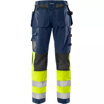 Fristads craftsman trousers 2093, Marine/Hi-Vis yellow