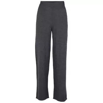 Basic Apparel Vera Wide women's trousers with merino wool, Dark Grey Melange