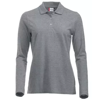 Clique Classic Marion long-sleeved women's polo shirt, Grey Melange