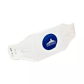 Portwest 10er-Pack faltbar Staubmaske FFP2 mit Ventil, Weiß/Blau