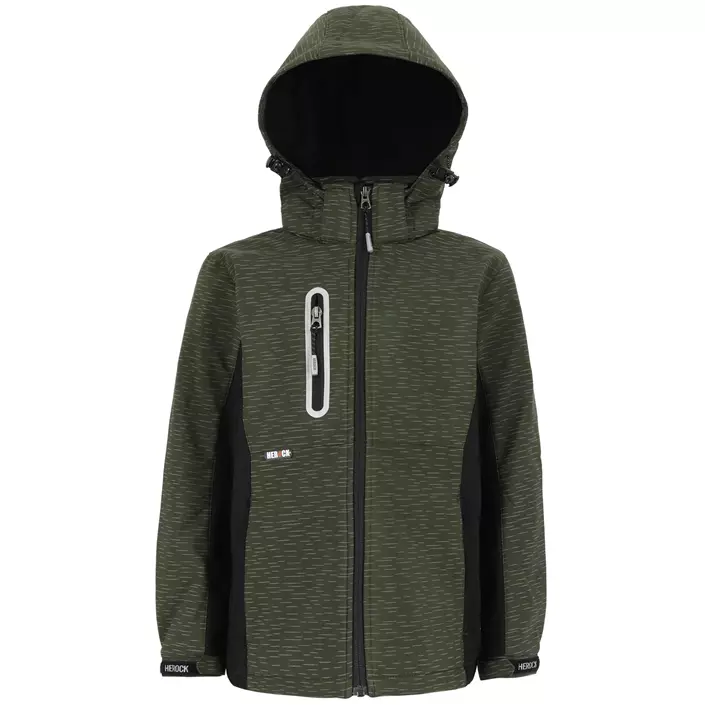 HEROCK Flexor softshelljacka till barn, Dark Khaki/Black, large image number 0