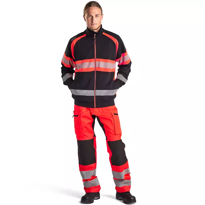 Blåkläder cardigan, Svart/Varselröd, large image number 1